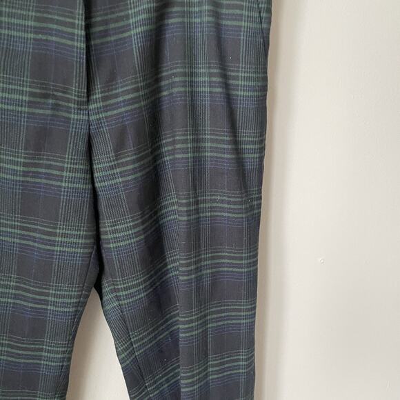 J Crew Cafe Capri Wool Blend Pants Womens Size 0 Plaid Green And Navy - Picture 9 of 10